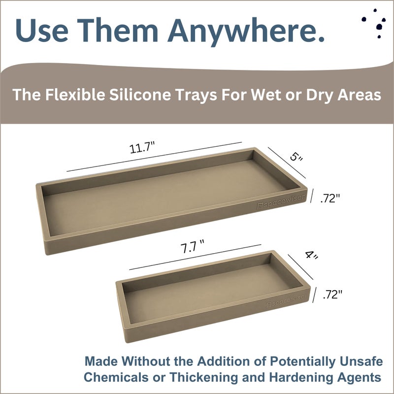 Spacewiser Countertop and Vanity Tray - 2 PC (11    and 7   ) Shatterproof Silicone Kitchen and Bathroom Trays for Counter, Kitchen Soap Dispenser Tray, Vanity Trays for Bathroom, Perfume Key Tray - Image 4